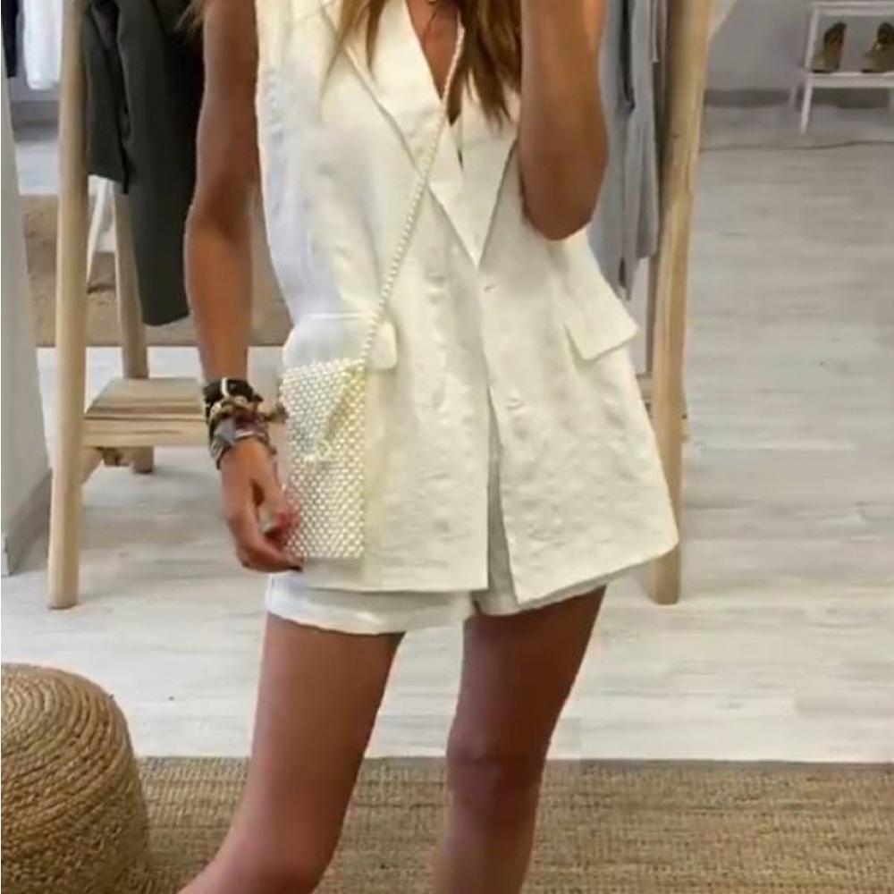 Princess Polly White Sleeveless Blazer and Shorts Set